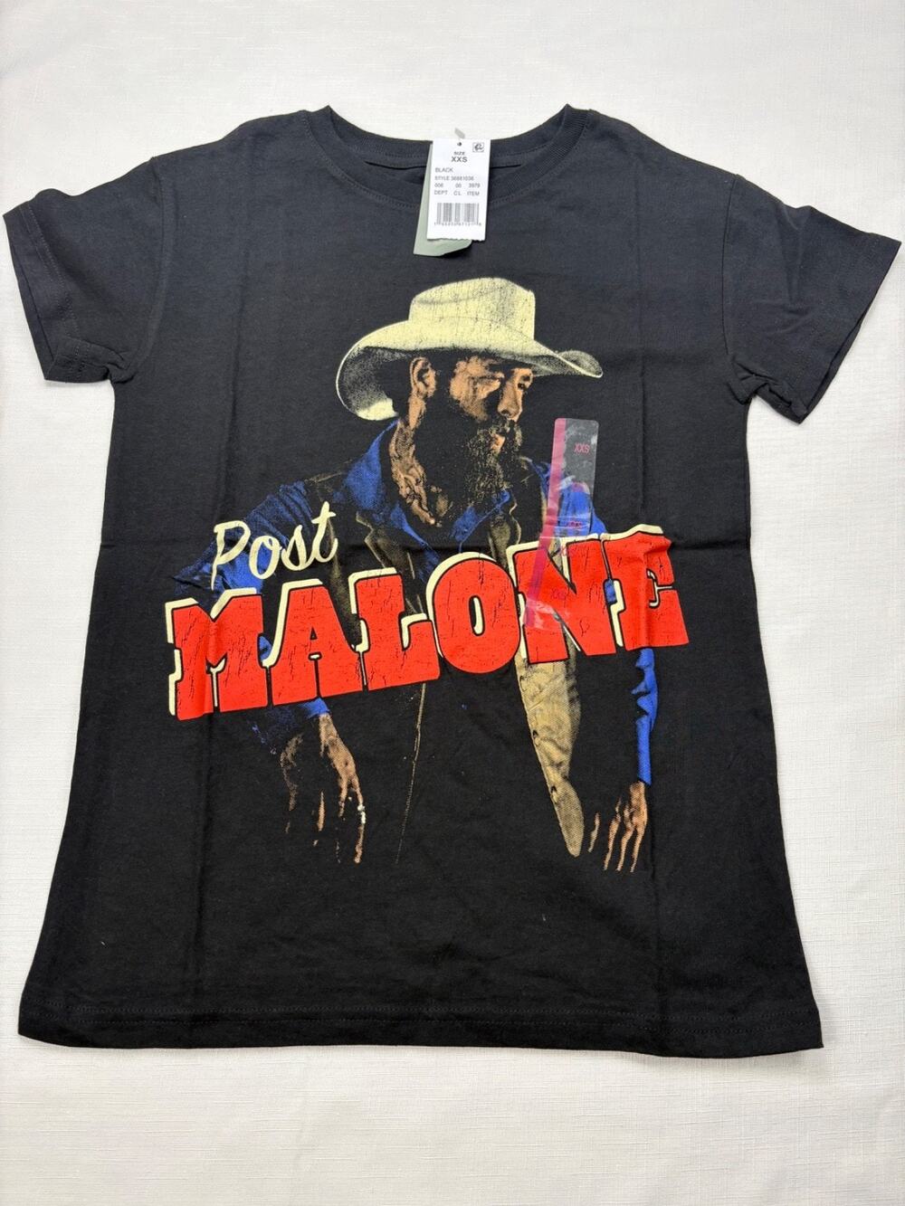 Posty Co Post Malone Country Music Black Graphic T Shirt Adult Size XXS NWT
